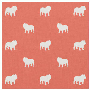 English Bulldog Silhouetten Pattern Dog Lover Stoff