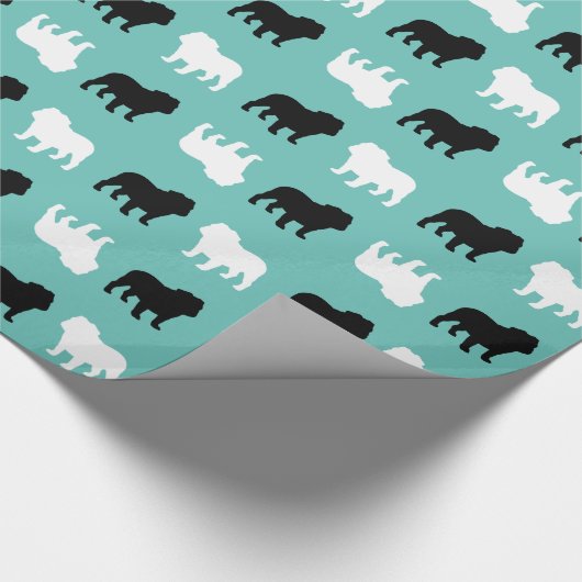 English Bulldog Silhouetten Pattern Geschenkpapier (Ecke)