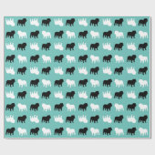 English Bulldog Silhouetten Pattern Geschenkpapier (Flach)
