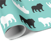 English Bulldog Silhouetten Pattern Geschenkpapier (Rolleneckpunkt)