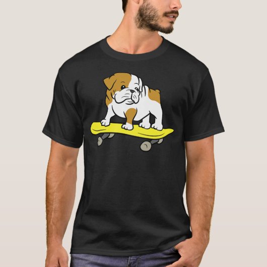English Bulldog Skateboarding Dog Skater Bulldog T-Shirt (Vorderseite)