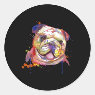 English Bulldog Splash Runder Aufkleber