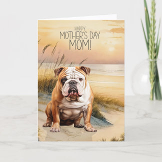 English Bulldog Sunset Beach Mother's Day Feiertagskarte