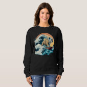 English Bulldog Surfing On the Great Wave of Kanag Sweatshirt (Vorne ganz)