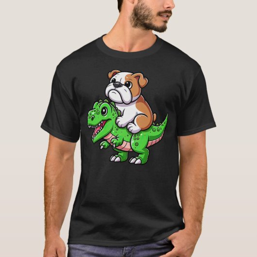 English Bulldog T-Rex Dinosaur Funny Dog Tyrannosa T-Shirt (Vorderseite)
