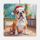 English Bulldog Teacher Classroom Santa Hat Keramikornament (Rückseite)