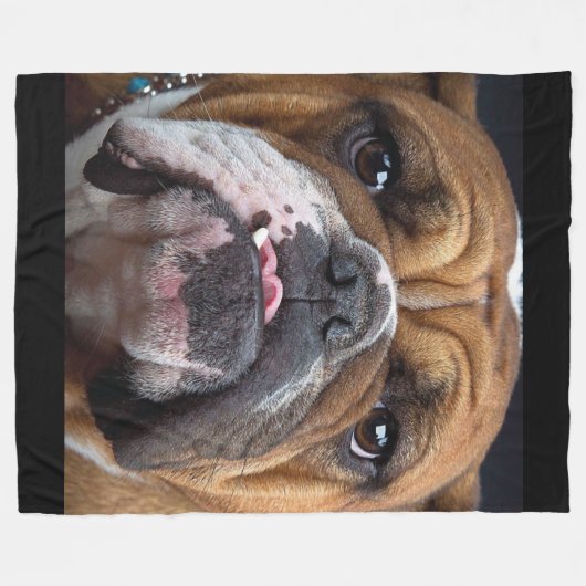 English Bulldog Throw Kissen Fleecedecke (Vorderseite (Horizontal))