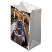 English Bulldog Throw Kissen Mittlere Geschenktüte (Vorderseite Schrägansicht)