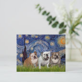 English Bulldog Trio - Starry Night Postkarte (Stehend Vorderseite)