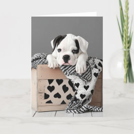 English Bulldog Valentine Card Dankeskarte
