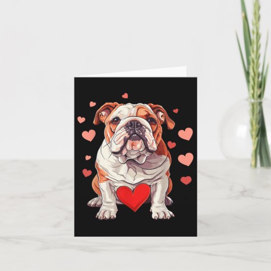 English Bulldog Valentinstag Heart Pet Anima Karte (Vorderseite)