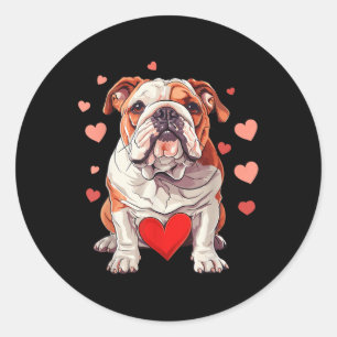 English Bulldog Valentinstag Heart Pet Anima Runder Aufkleber