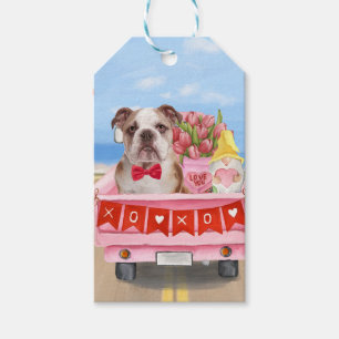 English Bulldog Valentinstag LKW Herzen Geschenkanhänger