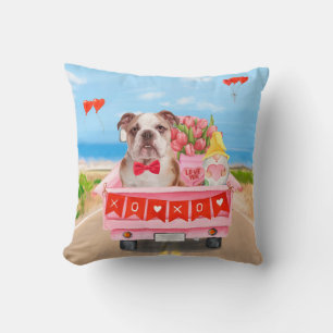 English Bulldog Valentinstag LKW Herzen Kissen