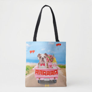 English Bulldog Valentinstag LKW Herzen Tasche