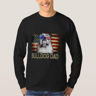 English Bulldog Vater American Flag 4. Juli Hund T-Shirt