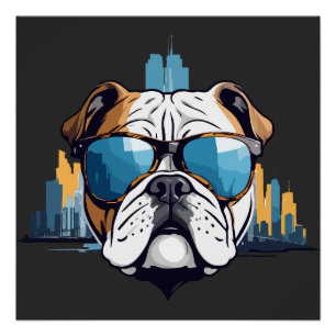 English Bulldog Vector Art Animal Modern Urban Hau Poster