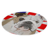 English Bulldog vor einem Hintergrund von Union Ja Schneidebrett (Ecke)