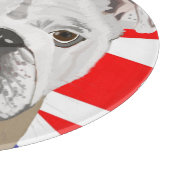 English Bulldog vor einem Hintergrund von Union Ja Schneidebrett (Ecke)