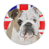 English Bulldog vor einem Hintergrund von Union Ja Schneidebrett (Vorderseite)