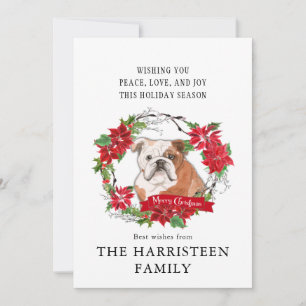 English Bulldog Watercolor Poinsettia Weihnachten