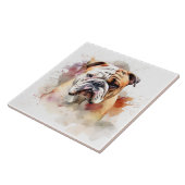English Bulldog Watercolor Portrait Fliese (Seite)