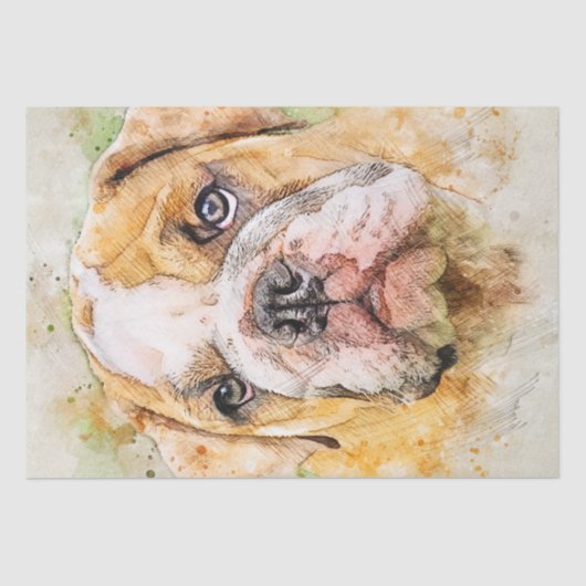English Bulldog Watercolor Seidenpapier (Vorderseite)