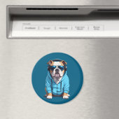 English Bulldog Weaver Hoodie Funny Cool Music Magnet (In Situ (Geschirrspüler))