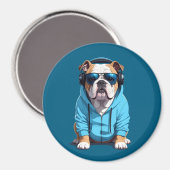 English Bulldog Weaver Hoodie Funny Cool Music Magnet (Vorderseite/Rückseite)
