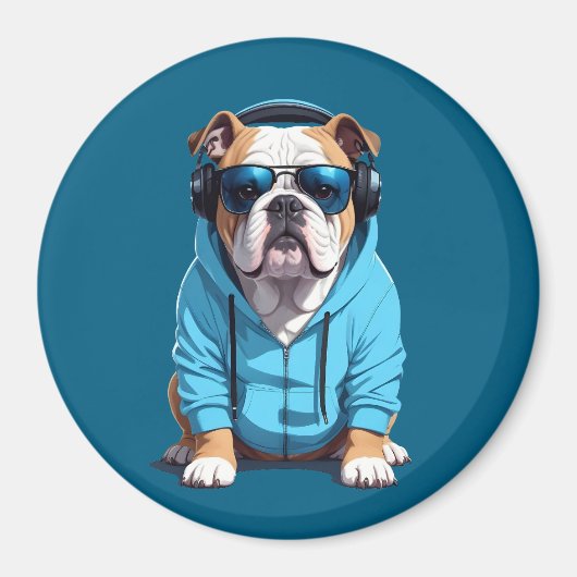 English Bulldog Weaver Hoodie Funny Cool Music Magnet (Vorne)