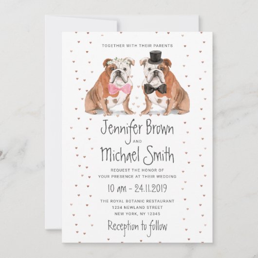English Bulldog Wedding Dogs Einladung (Vorderseite)