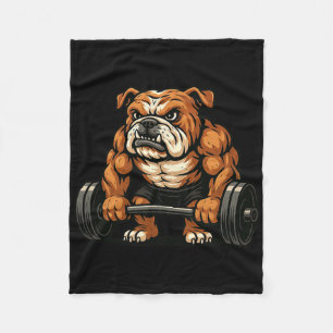 English Bulldog Weightlift Bodybuilder Workout Fleecedecke