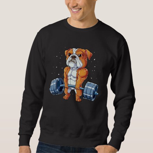 English Bulldog Weightlifting Deadlift Men Fitnes Sweatshirt (Vorderseite)