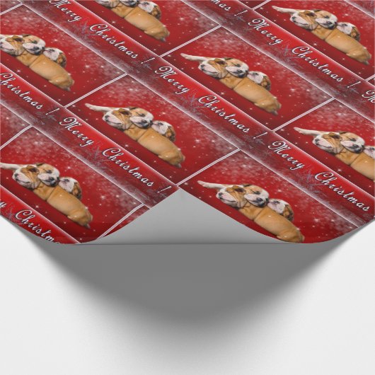 English Bulldog Weihnachtskarte Geschenkpapier (Ecke)