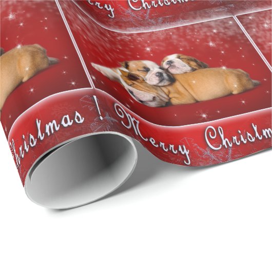 English Bulldog Weihnachtskarte Geschenkpapier (Rolleneckpunkt)