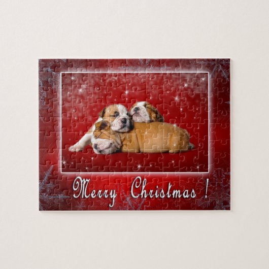 English Bulldog Weihnachtskarte Puzzle (Horizontal)
