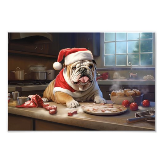 English Bulldog Weihnachtskekse Urlaub Fotodruck (Vorne)