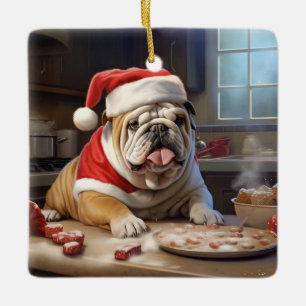 English Bulldog Weihnachtskekse Urlaub Keramikornament