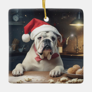 English Bulldog Weihnachtskekse Urlaub Keramikornament