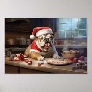 English Bulldog Weihnachtskekse Urlaub Poster