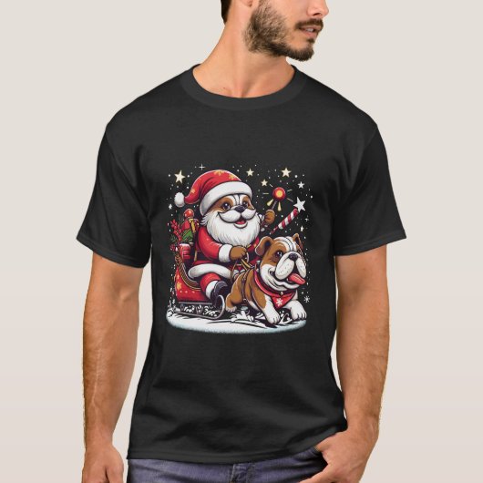 English Bulldog Weihnachtslieder Weihnachtsmannsch T-Shirt (Vorderseite)