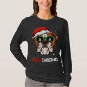 English Bulldog Weihnachtsmannmütze Christmas Paja T-Shirt (Vorderseite)