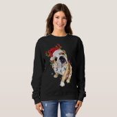 English Bulldog Weihnachtsmannmütze Reindeh Christ Sweatshirt (Vorne ganz)