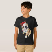 English Bulldog Weihnachtsmannmütze Reindeh Christ T-Shirt (Vorne ganz)