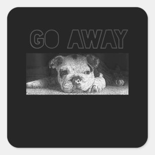 English Bulldog Welpe Social Distance weg Quadratischer Aufkleber