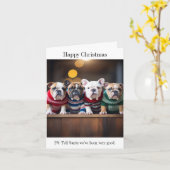 English Bulldog Welpen Weihnachtskarte Karte (Gelbe Blume)