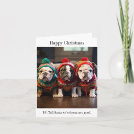 English Bulldog Welpen Weihnachtskarte Karte