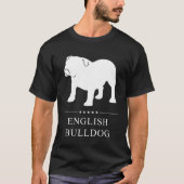 English Bulldog White Silhouette T-Shirt (Vorderseite)