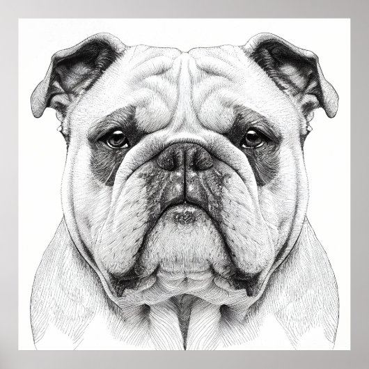 English Bulldog Wild Nature Animal Illustration Poster (Vorne)