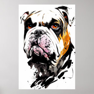English Bulldog Wild Nature Free Spirit Art Brush Poster